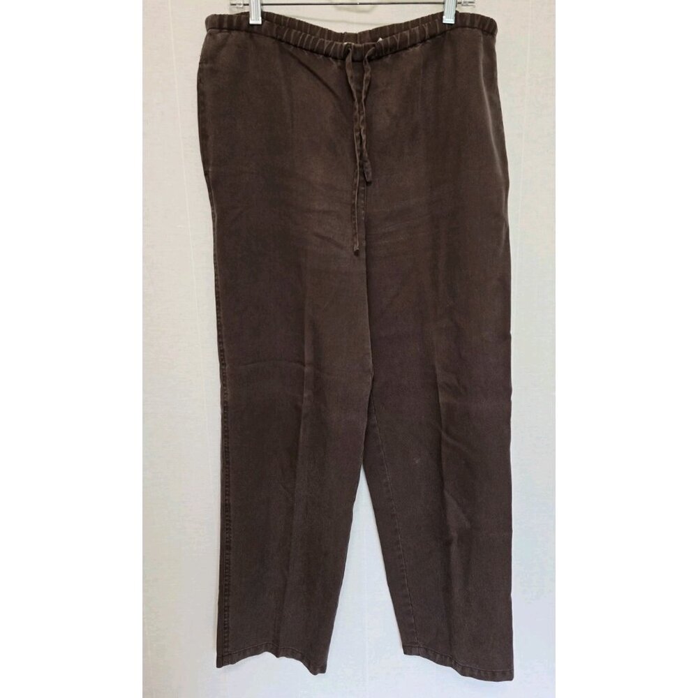J Jill Womens‎ Wide Leg Pull On Pants Size Small Brown Drawstring Waist